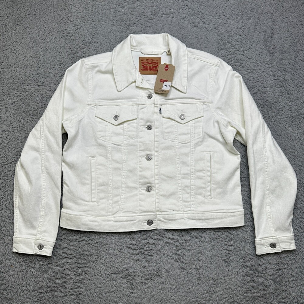 NWT Levis Jean Jacket Womens XL White Trucker $79 MSRP